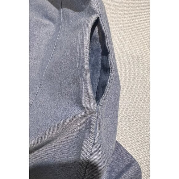 ZARA Basic Womens Shirt Dress Blue Chambray Bell Sleeve Sz S Mini Short Pockets - Picture 9 of 12